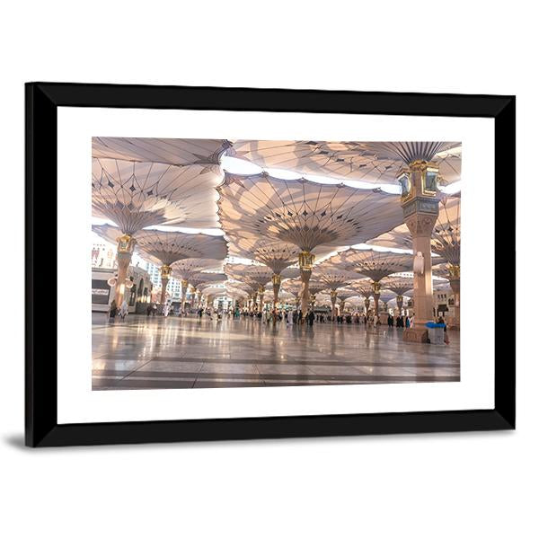 View Of Umbrellas At Nabawi Mosque Medinah Canvas Wall Art-3 Horizontal-Gallery Wrap-25" x 16"-Tiaracle