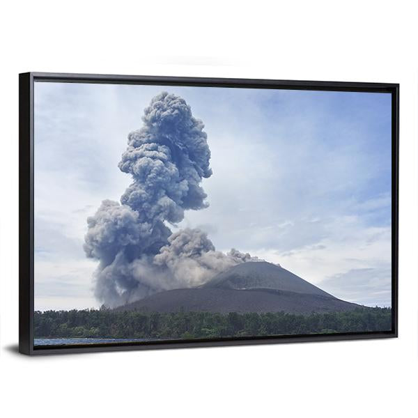 View Of Volcano Eruption Anak Krakatau Indonesia Canvas Wall Art-3 Horizontal-Gallery Wrap-25" x 16"-Tiaracle