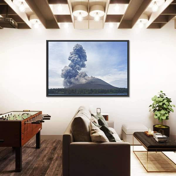 View Of Volcano Eruption Anak Krakatau Indonesia Canvas Wall Art-3 Horizontal-Gallery Wrap-25" x 16"-Tiaracle