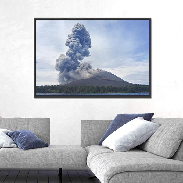 View Of Volcano Eruption Anak Krakatau Indonesia Canvas Wall Art-3 Horizontal-Gallery Wrap-25" x 16"-Tiaracle