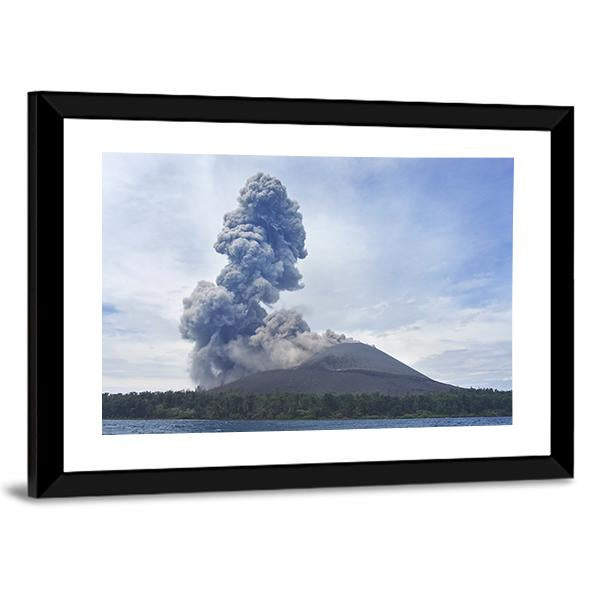 View Of Volcano Eruption Anak Krakatau Indonesia Canvas Wall Art-3 Horizontal-Gallery Wrap-25" x 16"-Tiaracle