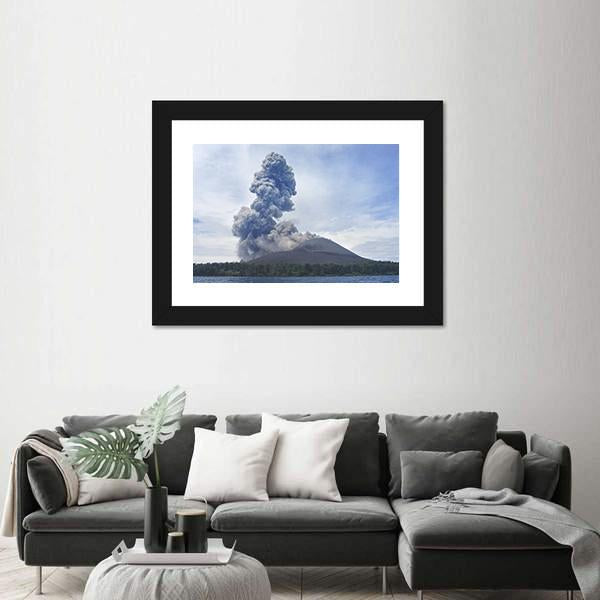 View Of Volcano Eruption Anak Krakatau Indonesia Canvas Wall Art-3 Horizontal-Gallery Wrap-25" x 16"-Tiaracle