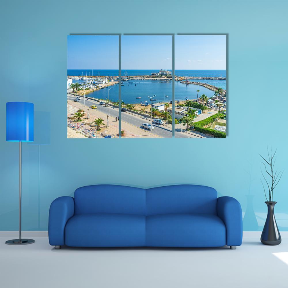 View On The Small Fishing Port Canvas Wall Art-3 Horizontal-Gallery Wrap-37" x 24"-Tiaracle