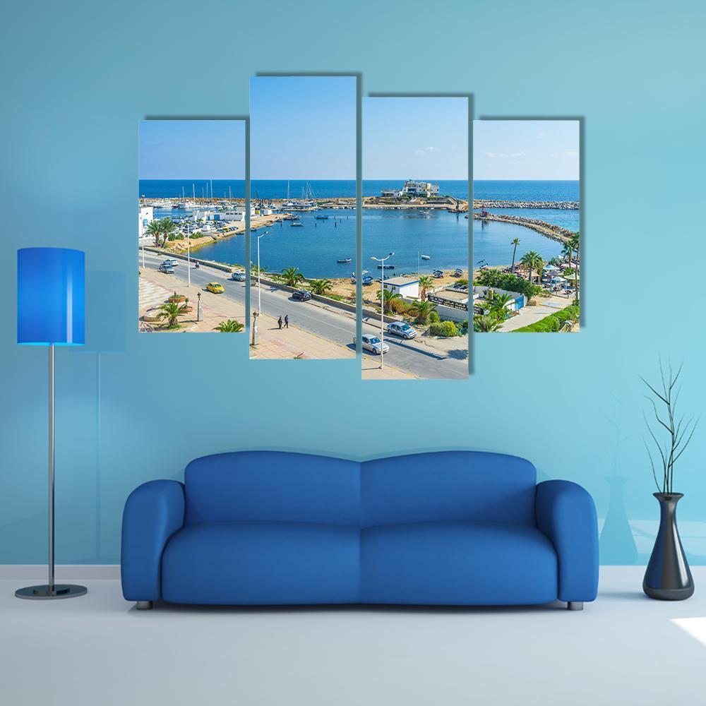 View On The Small Fishing Port Canvas Wall Art-4 Pop-Gallery Wrap-50" x 32"-Tiaracle
