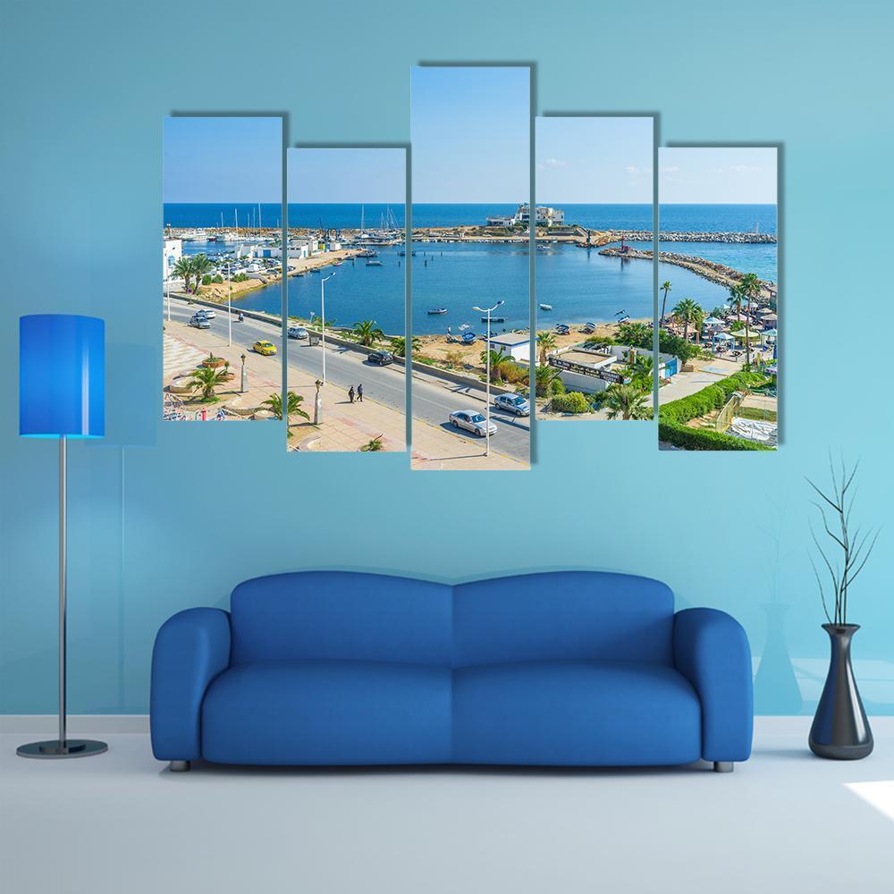 View On The Small Fishing Port Canvas Wall Art-5 Pop-Gallery Wrap-47" x 32"-Tiaracle