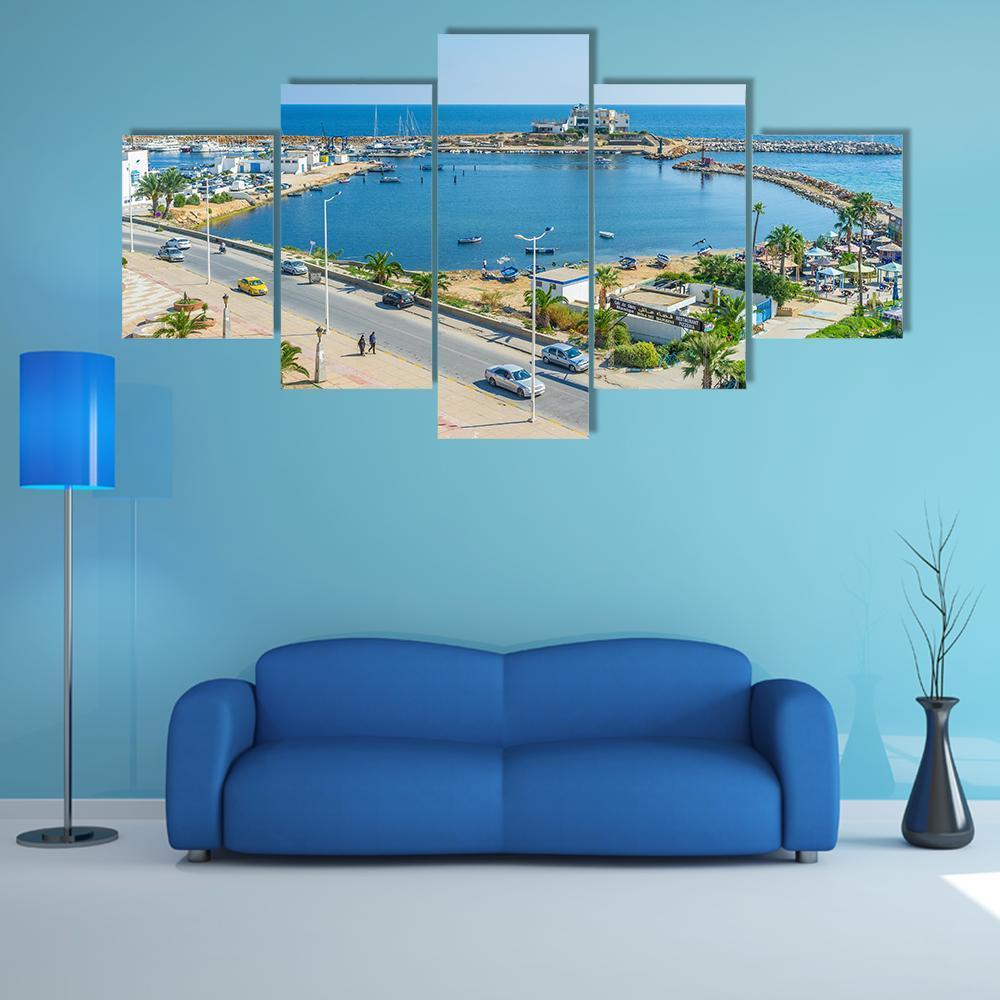 View On The Small Fishing Port Canvas Wall Art-5 Star-Gallery Wrap-62" x 32"-Tiaracle
