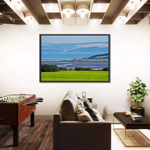 View Towards The Cramond Island Canvas Wall Art-3 Horizontal-Gallery Wrap-25" x 16"-Tiaracle
