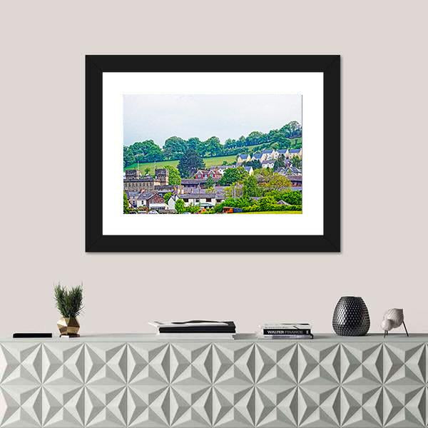 Village With Old Houses In Brecknockshire Canvas Wall Art-1 Piece-Framed Print-20" x 16"-Tiaracle