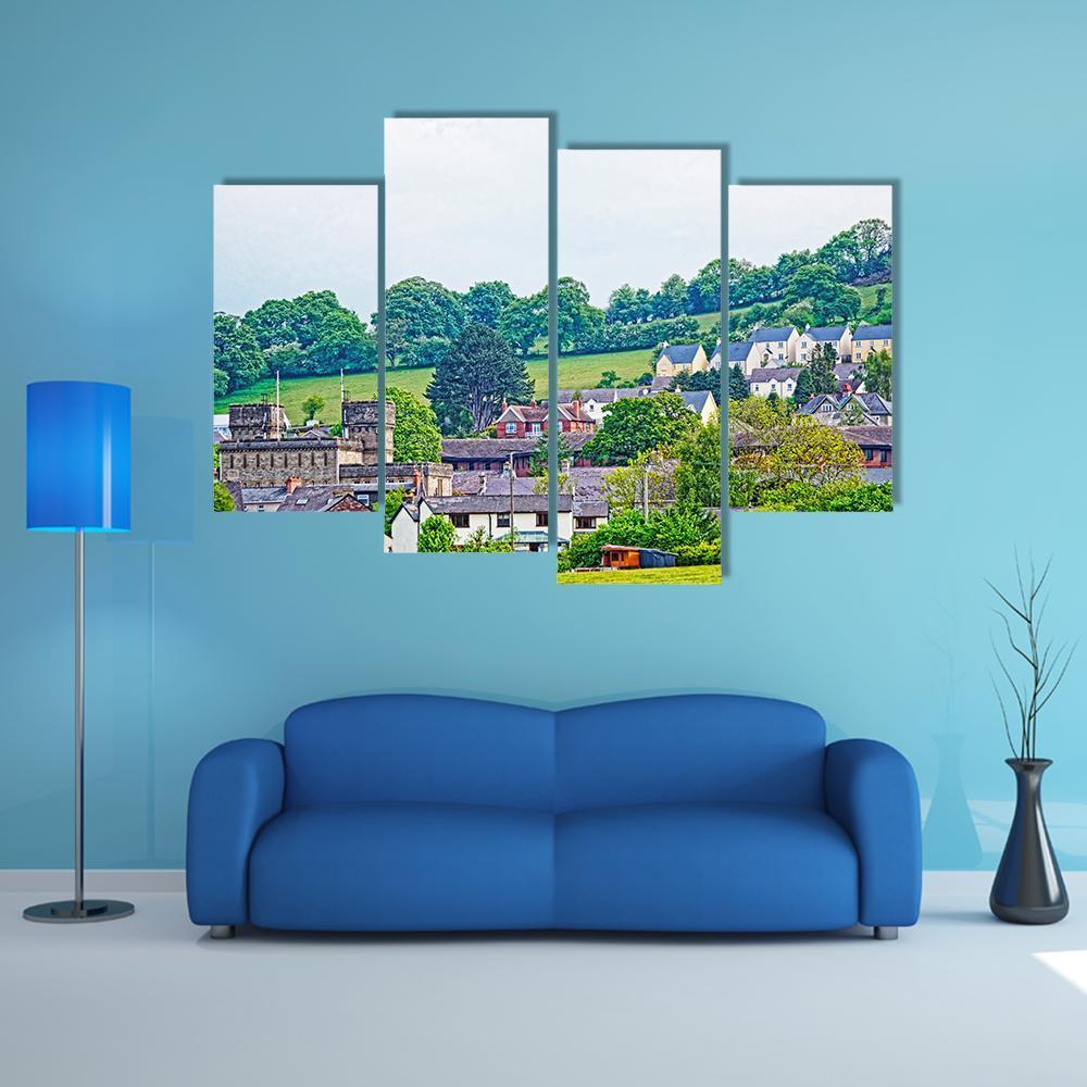 Village With Old Houses In Brecknockshire Canvas Wall Art-4 Pop-Gallery Wrap-50" x 32"-Tiaracle