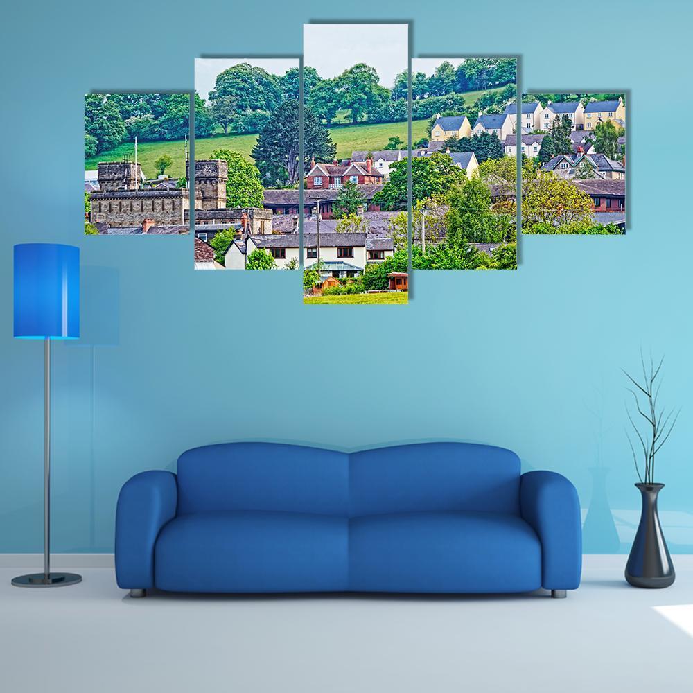 Village With Old Houses In Brecknockshire Canvas Wall Art-5 Star-Gallery Wrap-62" x 32"-Tiaracle