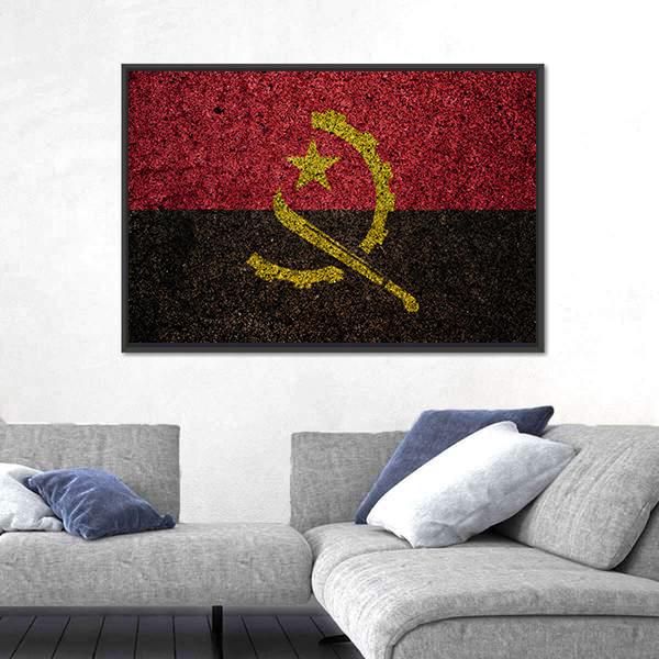 Vintage Angola Flag Canvas Wall Art-3 Horizontal-Gallery Wrap-25" x 16"-Tiaracle