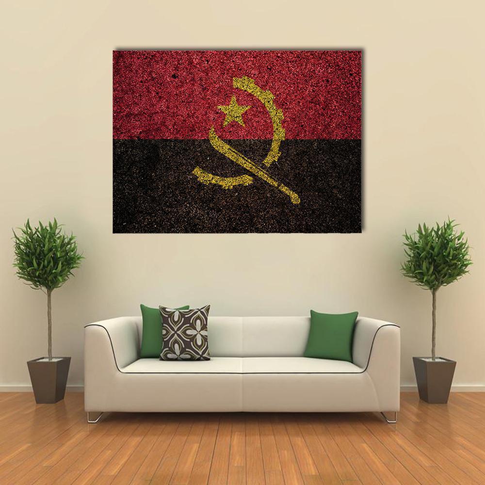 Vintage Angola Flag Canvas Wall Art-1 Piece-Gallery Wrap-48" x 32"-Tiaracle
