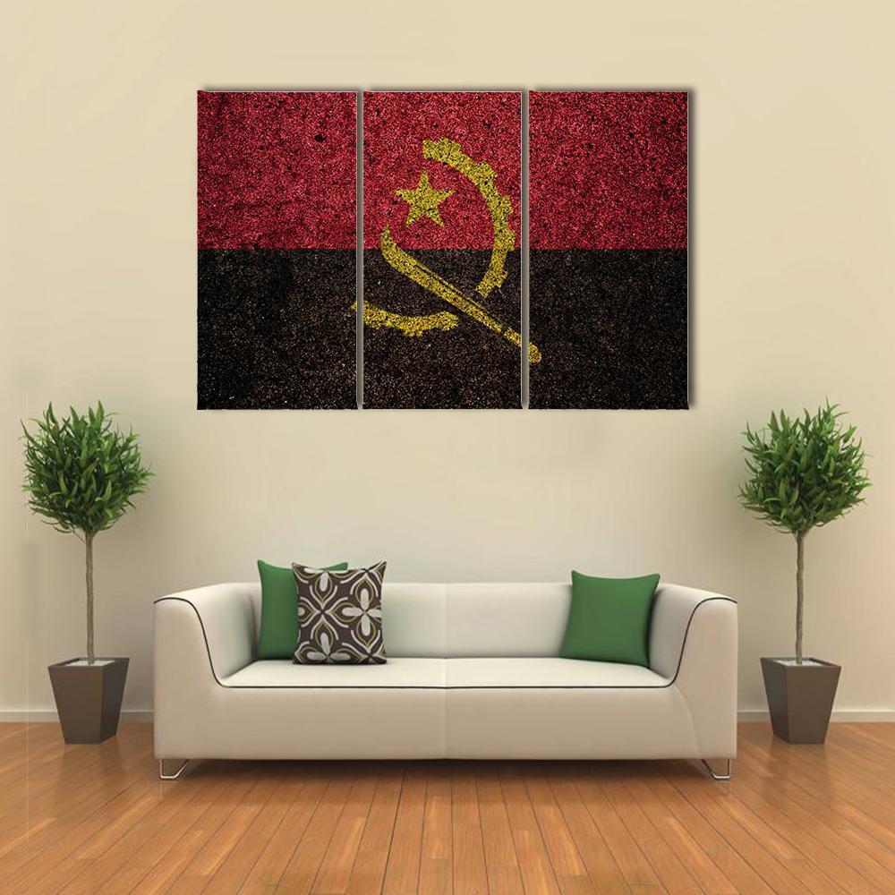 Vintage Angola Flag Canvas Wall Art-3 Horizontal-Gallery Wrap-37" x 24"-Tiaracle