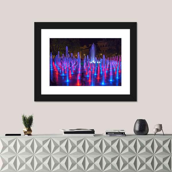 Vivid Color Fountain Water Canvas Wall Art-1 Piece-Framed Print-20" x 16"-Tiaracle