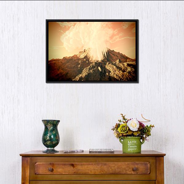 Volcanic Eruption Canvas Wall Art-1 Piece-Floating Frame-24" x 16"-Tiaracle