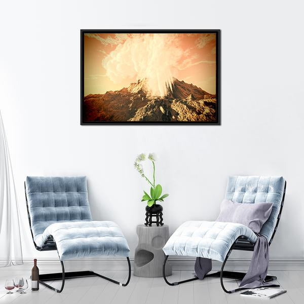 Volcanic Eruption Canvas Wall Art-3 Horizontal-Gallery Wrap-25" x 16"-Tiaracle