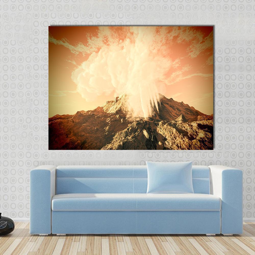 Volcanic Eruption Canvas Wall Art-1 Piece-Gallery Wrap-48" x 32"-Tiaracle