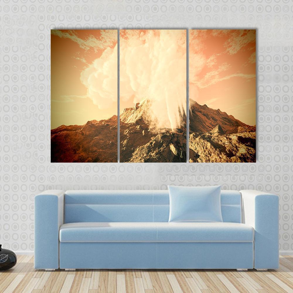 Volcanic Eruption Canvas Wall Art-3 Horizontal-Gallery Wrap-37" x 24"-Tiaracle