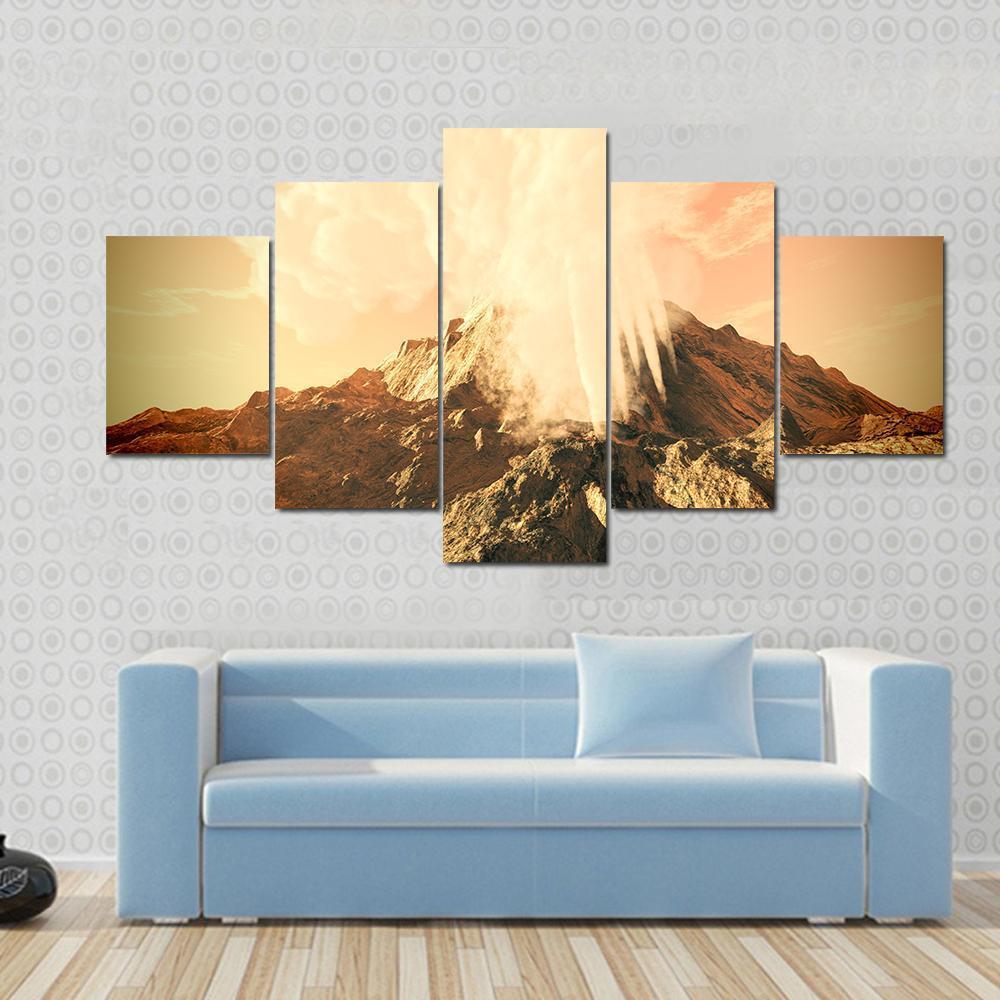 Volcanic Eruption Canvas Wall Art-5 Star-Gallery Wrap-62" x 32"-Tiaracle