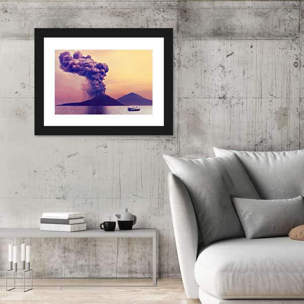 Volcano Eruption Anak Krakatau Indonesia Canvas Wall Art-3 Horizontal-Gallery Wrap-25" x 16"-Tiaracle