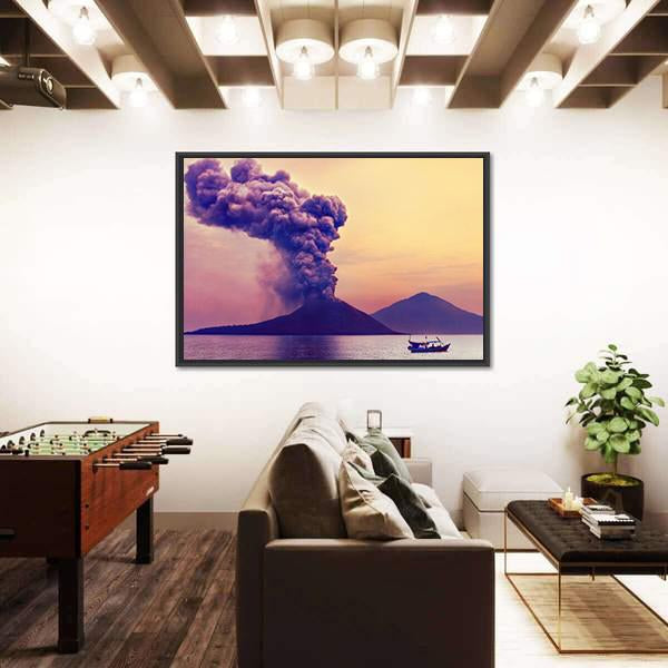 Volcano Eruption Anak Krakatau Indonesia Canvas Wall Art-3 Horizontal-Gallery Wrap-25" x 16"-Tiaracle