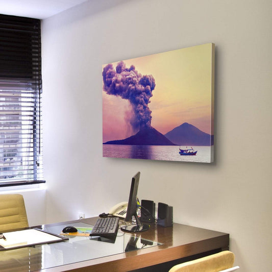 Volcano Eruption Anak Krakatau Indonesia Canvas Wall Art-3 Horizontal-Gallery Wrap-25" x 16"-Tiaracle