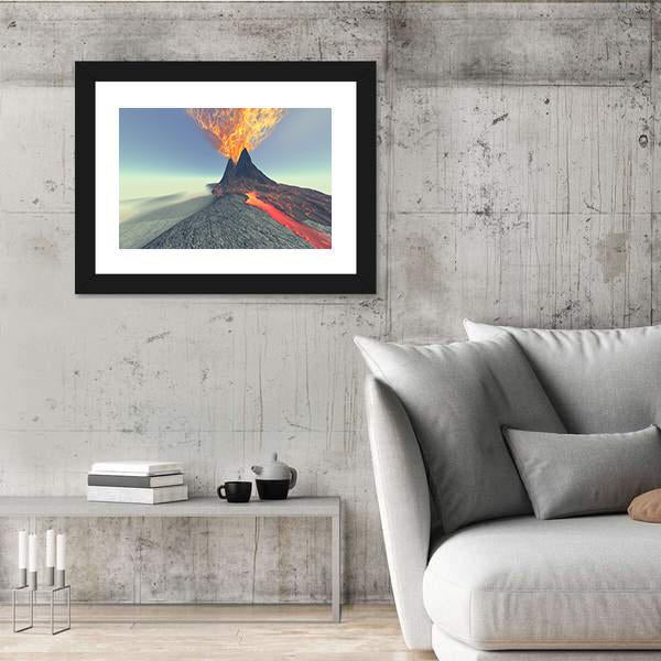 Volcano With Fire Smoke And Lava Canvas Wall Art-3 Horizontal-Gallery Wrap-25" x 16"-Tiaracle