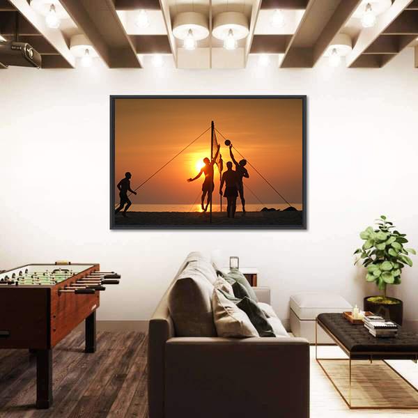 Volley Ball Played On The Beach And Playground Sand Canvas Wall Art-3 Horizontal-Gallery Wrap-25" x 16"-Tiaracle