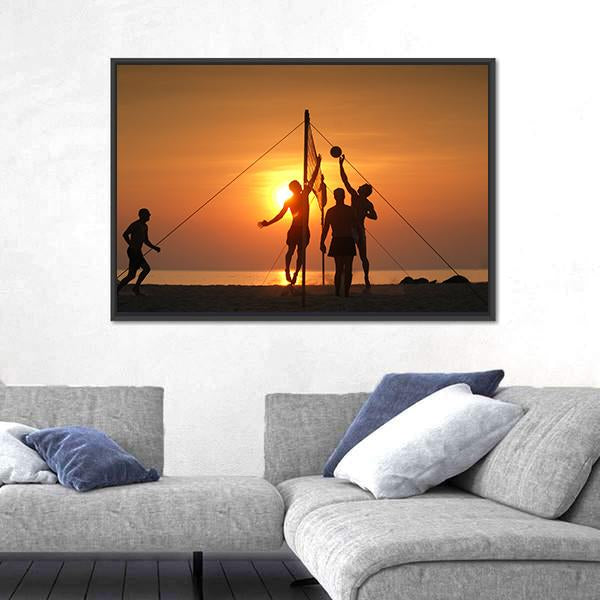 Volley Ball Played On The Beach And Playground Sand Canvas Wall Art-3 Horizontal-Gallery Wrap-25" x 16"-Tiaracle