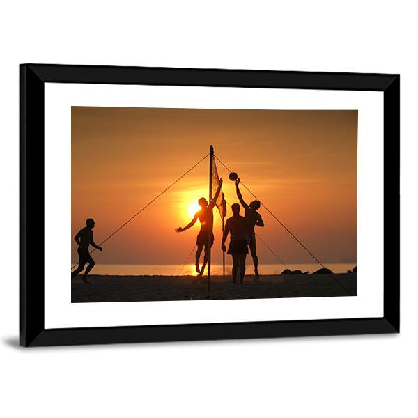 Volley Ball Played On The Beach And Playground Sand Canvas Wall Art-3 Horizontal-Gallery Wrap-25" x 16"-Tiaracle