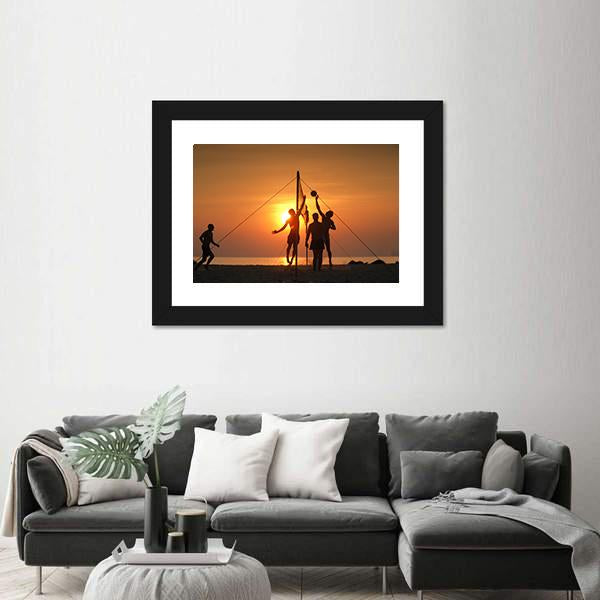 Volley Ball Played On The Beach And Playground Sand Canvas Wall Art-3 Horizontal-Gallery Wrap-25" x 16"-Tiaracle