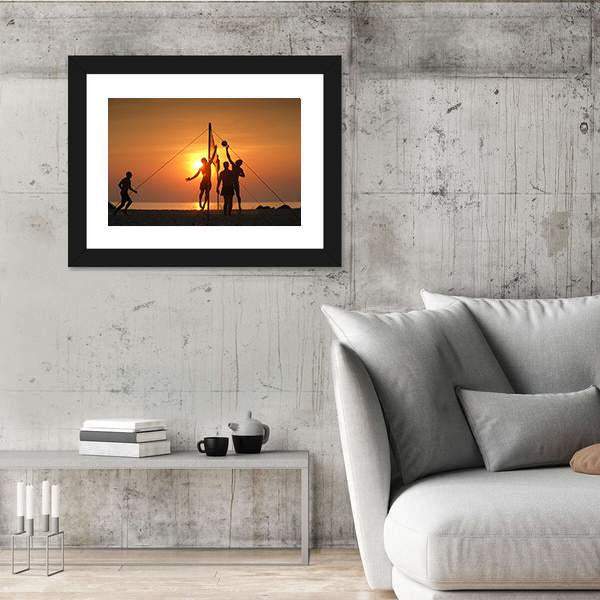 Volley Ball Played On The Beach And Playground Sand Canvas Wall Art-3 Horizontal-Gallery Wrap-25" x 16"-Tiaracle