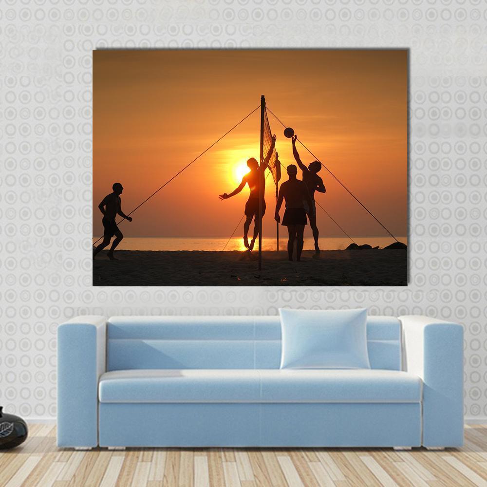 Volley Ball Played On The Beach And Playground Sand Canvas Wall Art-1 Piece-Gallery Wrap-48" x 32"-Tiaracle