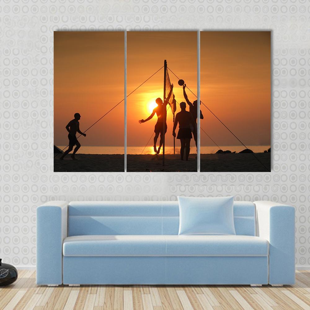 Volley Ball Played On The Beach And Playground Sand Canvas Wall Art-3 Horizontal-Gallery Wrap-37" x 24"-Tiaracle