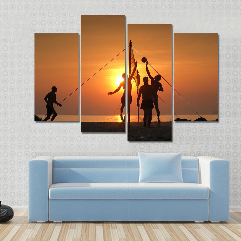 Volley Ball Played On The Beach And Playground Sand Canvas Wall Art-4 Pop-Gallery Wrap-50" x 32"-Tiaracle