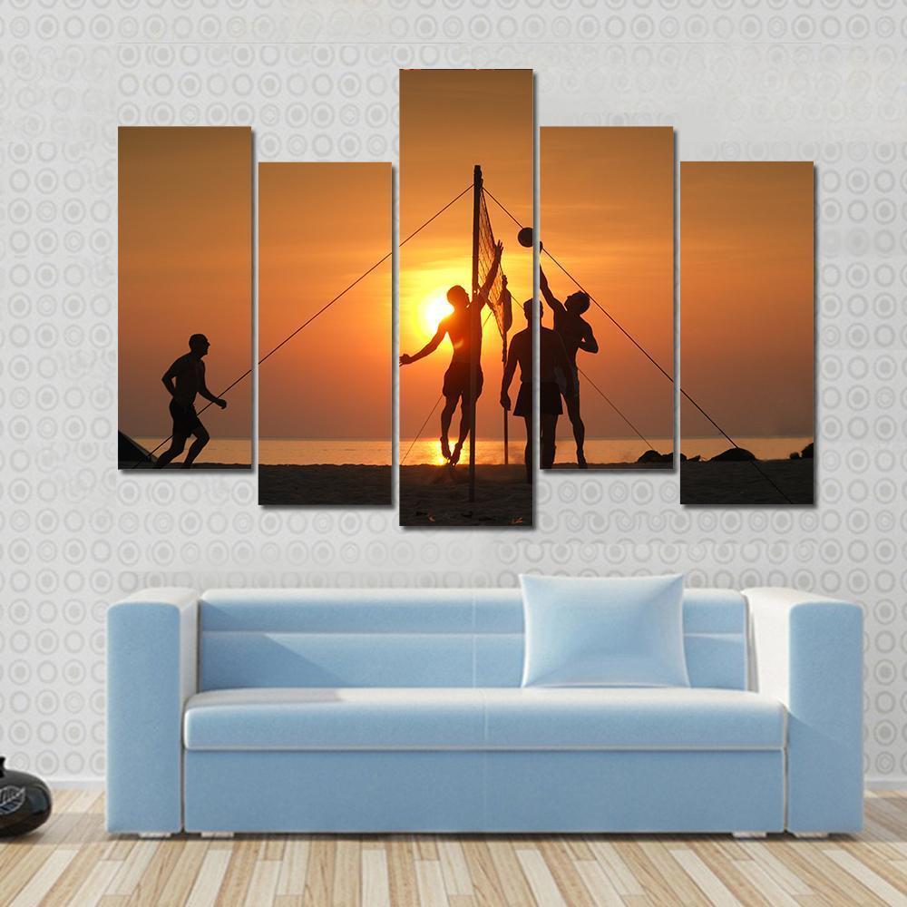 Volley Ball Played On The Beach And Playground Sand Canvas Wall Art-5 Pop-Gallery Wrap-47" x 32"-Tiaracle