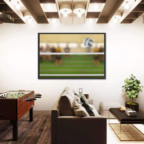 Volleyball Court With Volleyball Ball Canvas Wall Art-3 Horizontal-Gallery Wrap-25" x 16"-Tiaracle