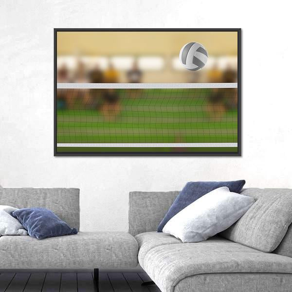 Volleyball Court With Volleyball Ball Canvas Wall Art-3 Horizontal-Gallery Wrap-25" x 16"-Tiaracle