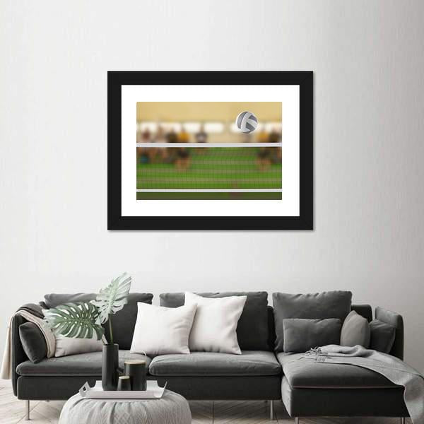 Volleyball Court With Volleyball Ball Canvas Wall Art-3 Horizontal-Gallery Wrap-25" x 16"-Tiaracle