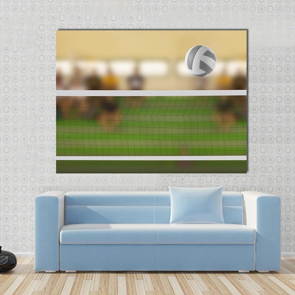 Volleyball Court With Volleyball Ball Canvas Wall Art-1 Piece-Gallery Wrap-48" x 32"-Tiaracle