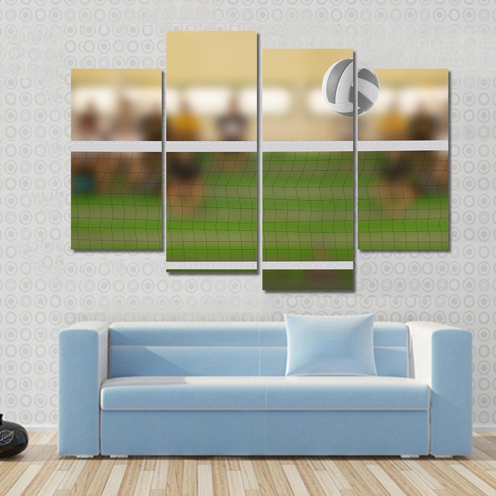 Volleyball Court With Volleyball Ball Canvas Wall Art-4 Pop-Gallery Wrap-50" x 32"-Tiaracle