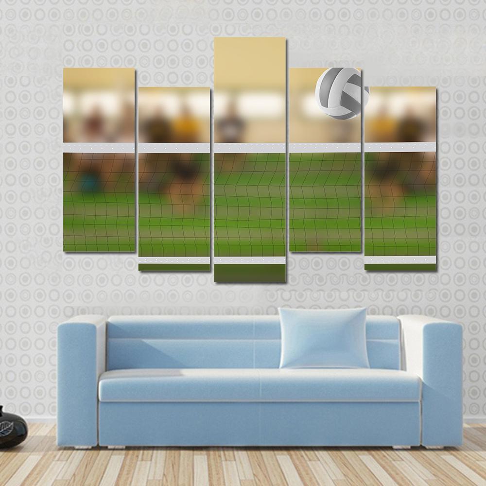 Volleyball Court With Volleyball Ball Canvas Wall Art-5 Pop-Gallery Wrap-47" x 32"-Tiaracle