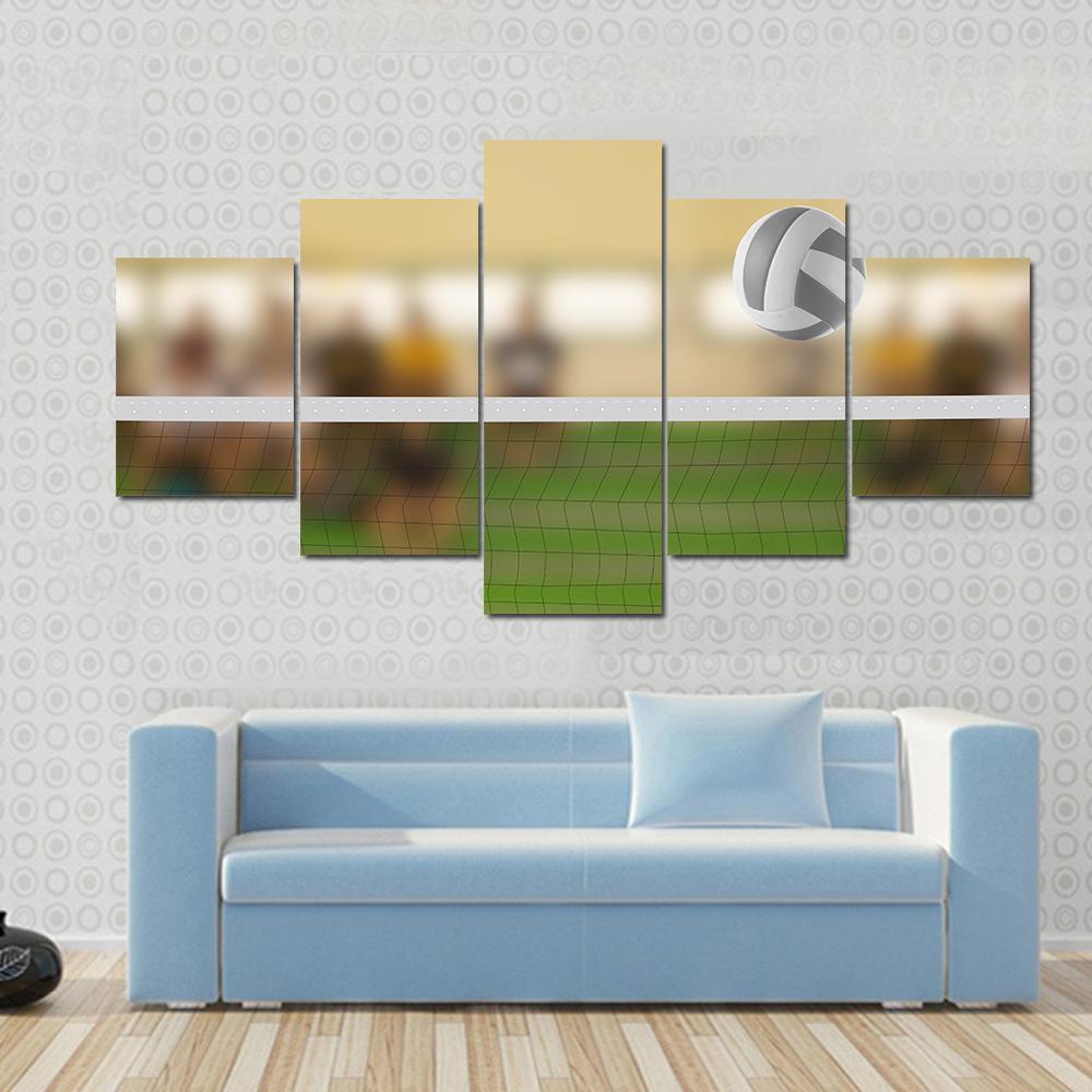 Volleyball Court With Volleyball Ball Canvas Wall Art-5 Star-Gallery Wrap-62" x 32"-Tiaracle