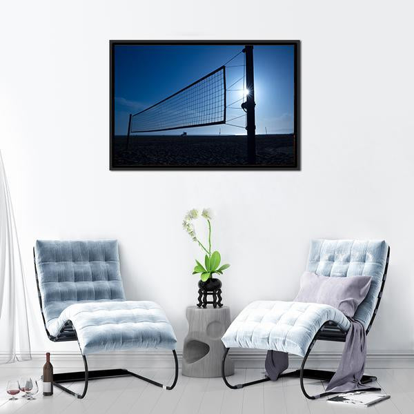 Volleyball Net On Beach Canvas Wall Art-3 Horizontal-Gallery Wrap-25" x 16"-Tiaracle