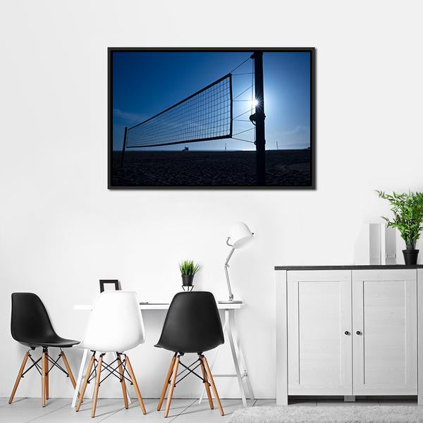 Volleyball Net On Beach Canvas Wall Art-3 Horizontal-Gallery Wrap-25" x 16"-Tiaracle