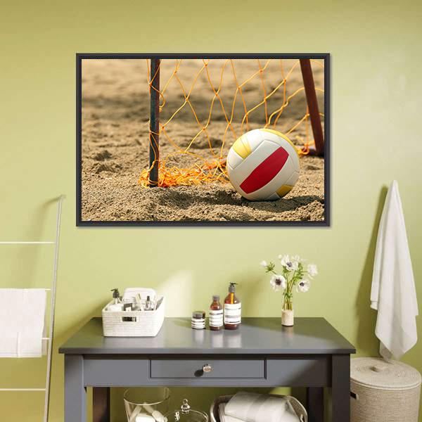 Volleyball On Beach Canvas Wall Art-1 Piece-Floating Frame-24" x 16"-Tiaracle