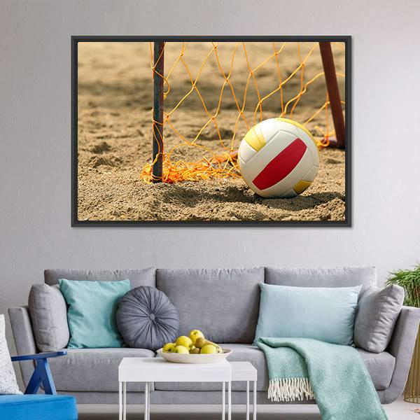 Volleyball On Beach Canvas Wall Art-3 Horizontal-Gallery Wrap-25" x 16"-Tiaracle