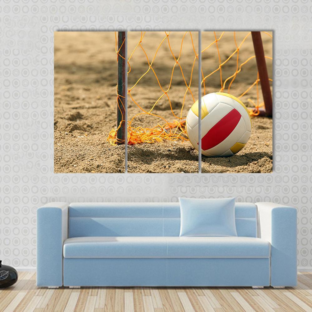 Volleyball On Beach Canvas Wall Art-3 Horizontal-Gallery Wrap-37" x 24"-Tiaracle