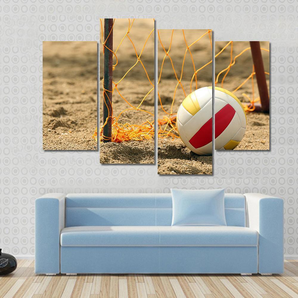 Volleyball On Beach Canvas Wall Art-4 Pop-Gallery Wrap-50" x 32"-Tiaracle