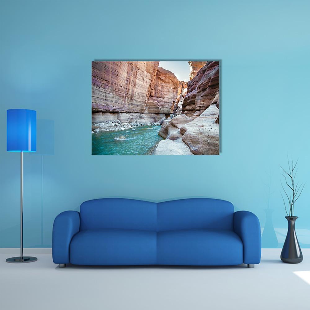 Wadi Hasa Creek Jordan Canvas Wall Art-1 Piece-Gallery Wrap-48" x 32"-Tiaracle